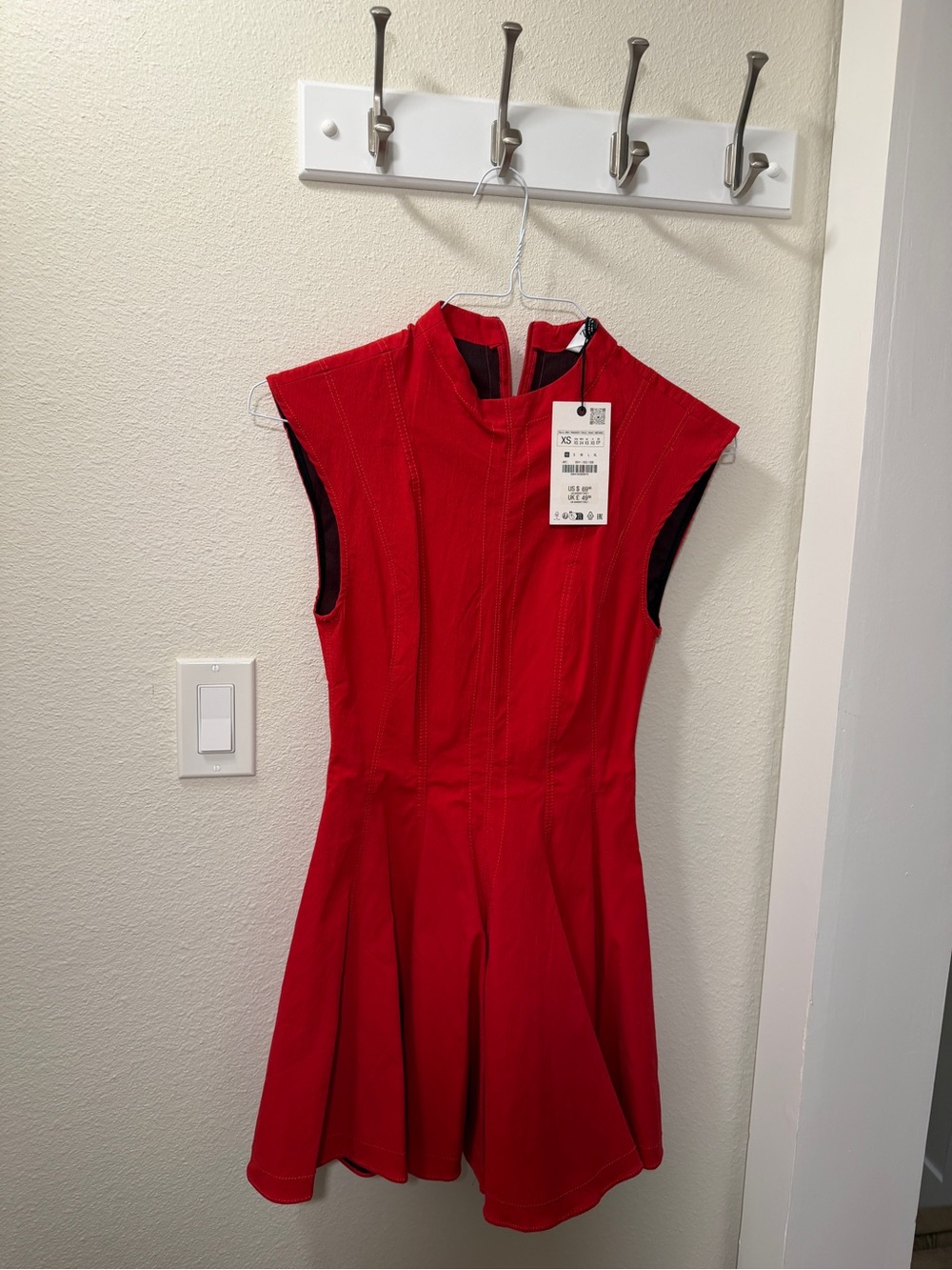 Zara Red Cap-Sleeve Mini Dress
